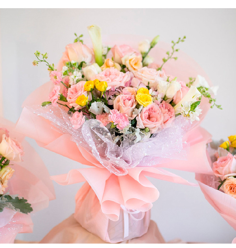 Wrapping Paper Flower Shop Bouquet Wrapping Paper Solid Color Printed Cellophane Translucent Waterproof Paper 20 Sheets