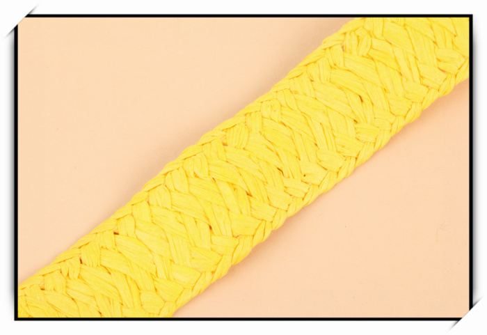 Manufacturer direct shot bright yellow flat weave paper rope ribbon lace decorative belt
