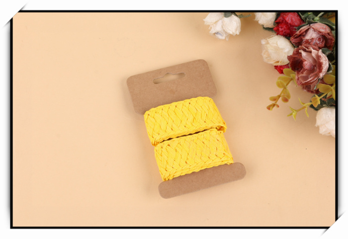 Manufacturer direct shot bright yellow flat weave paper rope ribbon lace decorative belt
