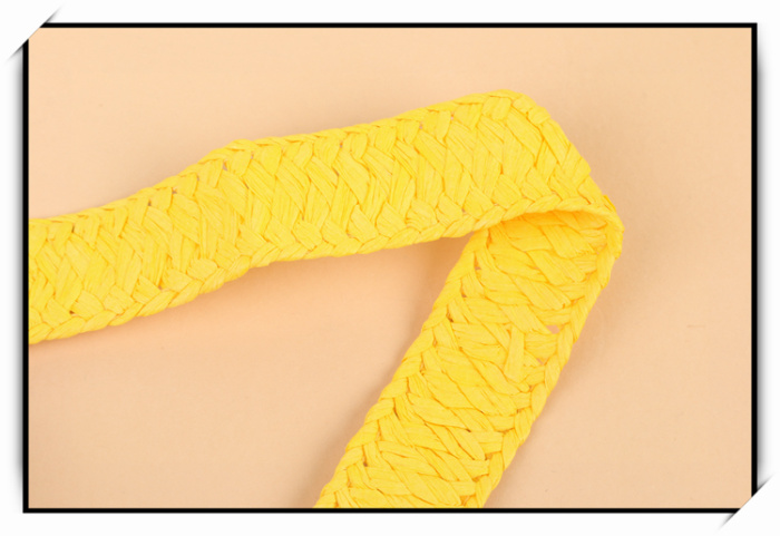 Manufacturer direct shot bright yellow flat weave paper rope ribbon lace decorative belt