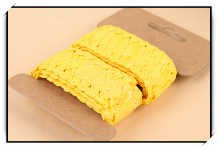 Manufacturer direct shot bright yellow flat weave paper rope ribbon lace decorative belt