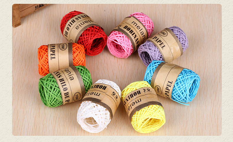 Color lafite twin-strand thin paper rope kindergarten hand-woven flower packaging materials diy painting production Color lafite twin-strand thin paper rope kindergarten hand-woven flower packaging materials diy painting production