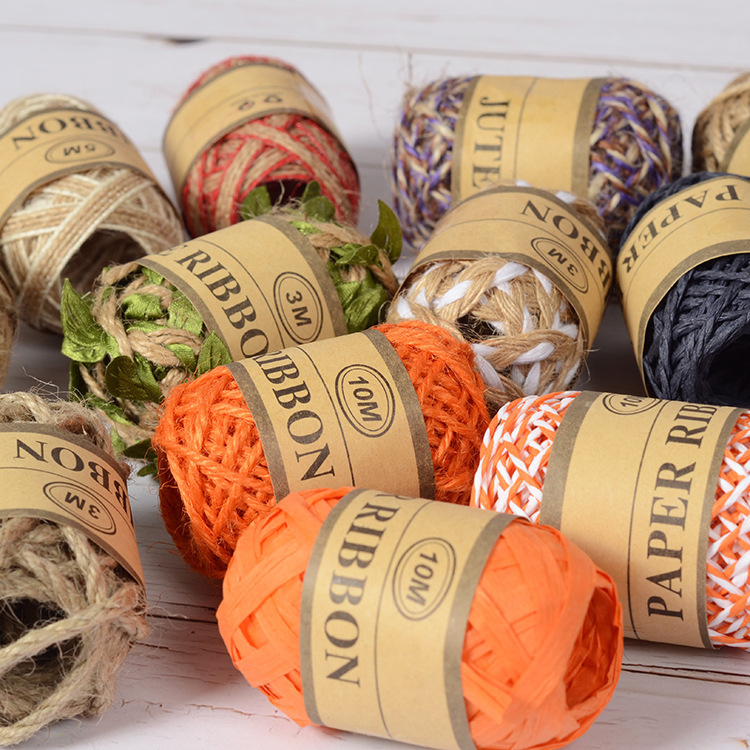 Manufacturers direct sale of 24 rolls of woven hemp rope paper rope students creative manual decorative rope mixed