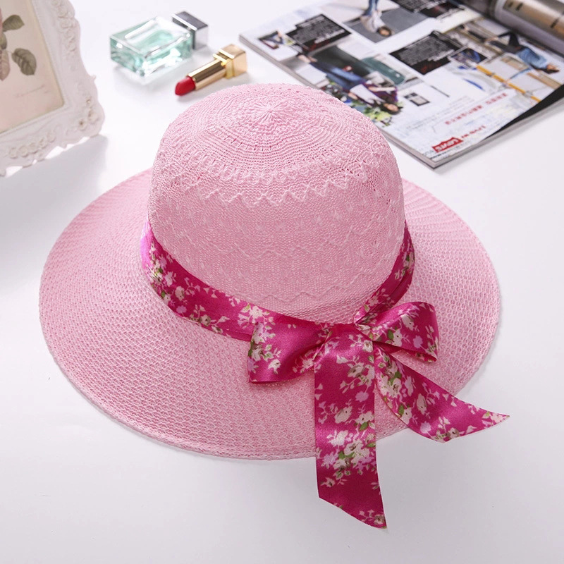 Spring Summer Outdoor Sun Hat Raffia Hat Women&#039;s Knitted Mom Style Hat Big Brim Ribbon Sun Hat Bucket Hat