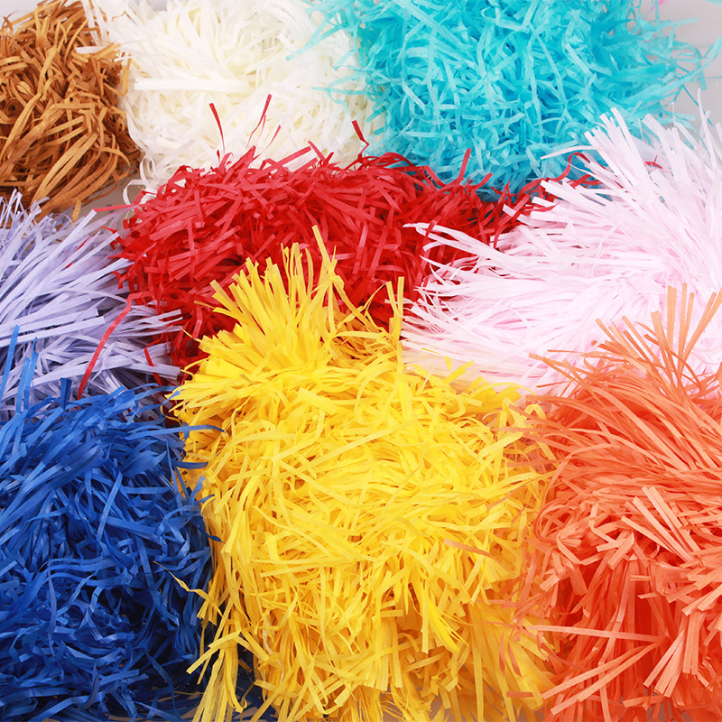 Factory Wholesale Colorful Raffia Shredded Paper Wedding Gift Box Wedding Candies Box Filler Raffia Wrinkled Paper Spot