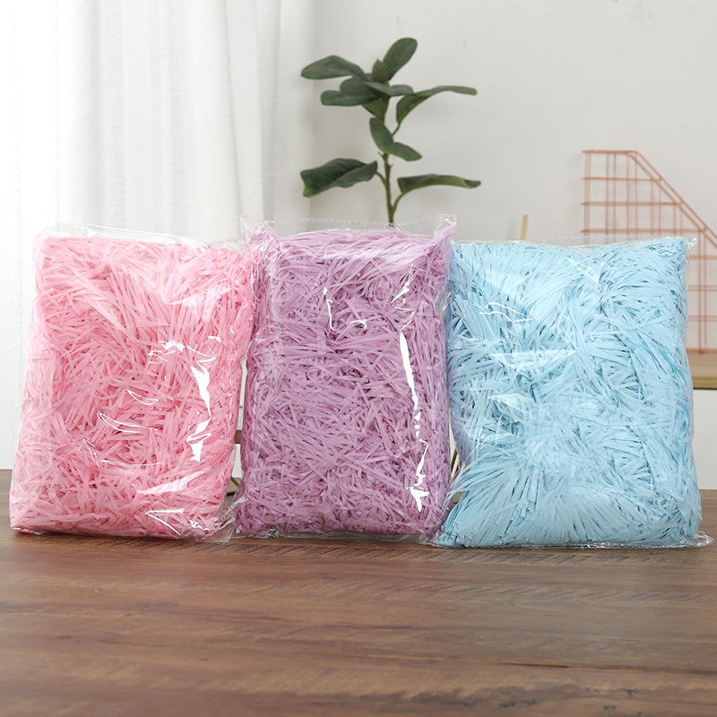 Factory Wholesale Colorful Raffia Shredded Paper Wedding Gift Box Wedding Candies Box Filler Raffia Wrinkled Paper Spot