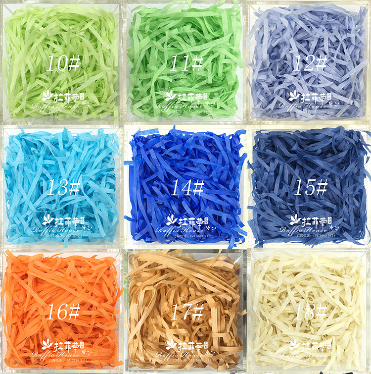 Rf1101 Factory Wholesale Raffia Paper Silk Gift Box Candy Box Decorative Filler Shredded Paper Silk 48 Colors Spot