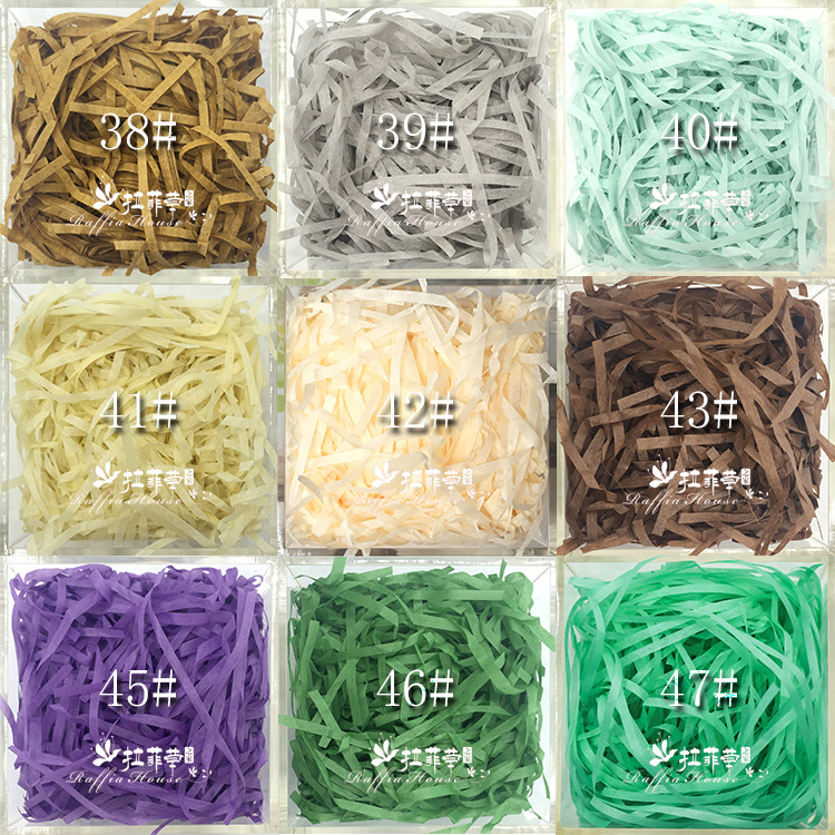 Rf1101 Factory Wholesale Raffia Paper Silk Gift Box Candy Box Decorative Filler Shredded Paper Silk 48 Colors Spot