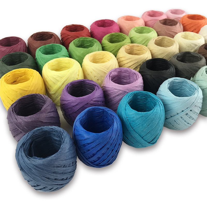 RF5604-20 Raffia Grass Paper Rope Environmental Protection Paper Rope Egg Roll Factory Pattern DIY Raffia Grass Ball 20 M/Roll