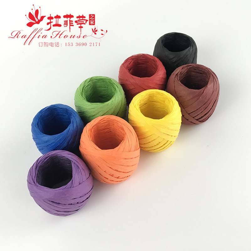 RF5604-20 Raffia Grass Paper Rope Environmental Protection Paper Rope Egg Roll Factory Pattern DIY Raffia Grass Ball 20 M/Roll