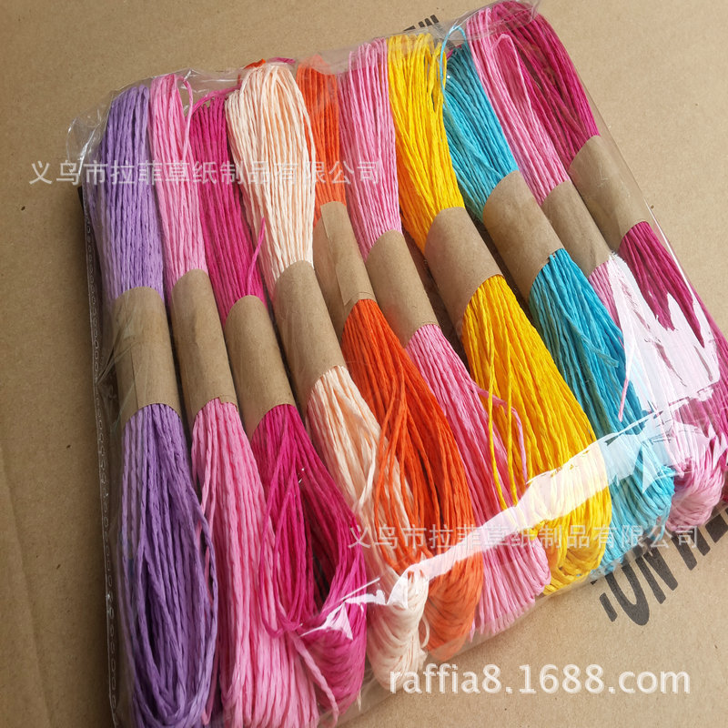 Raffia house double rope kindergarten stickers DIY color gift box packing manual rope rope