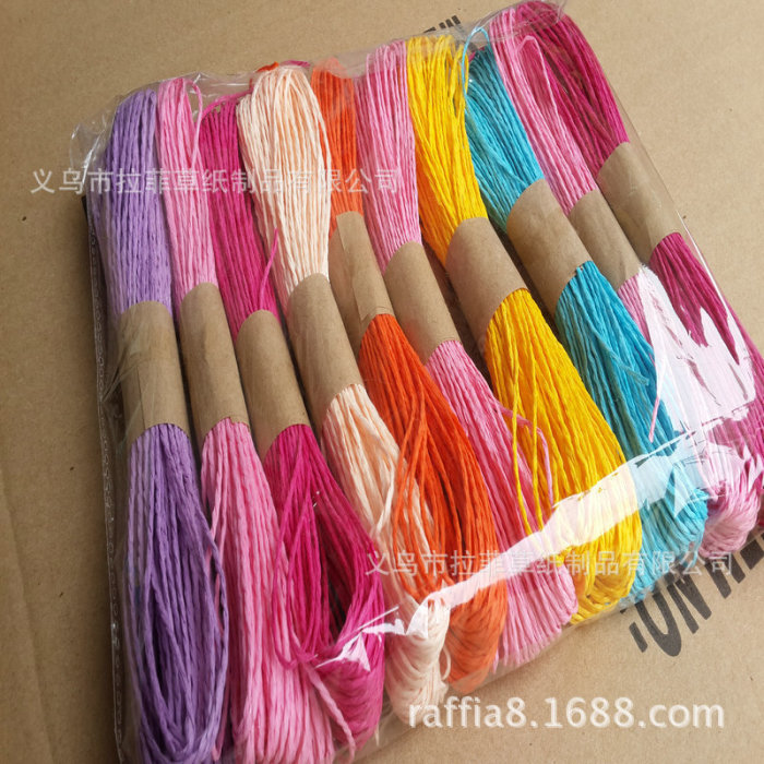 Raffia house double rope kindergarten stickers DIY color gift box packing manual rope rope