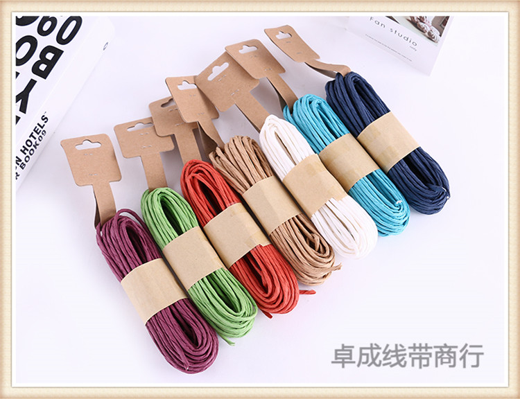 Vintage checking hemp rope raffia paper rope DIY gift wrapping decoration tie the rope multicolor