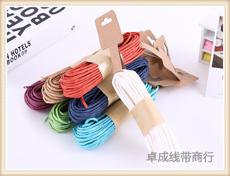 Vintage checking hemp rope raffia paper rope DIY gift wrapping decoration tie the rope multicolor