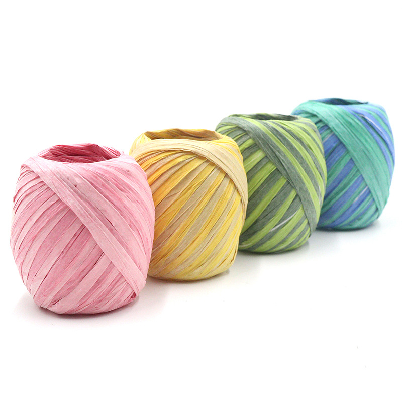 New Lala Paper Rope Rugby 20M/Roll Color Raffia Paper Rope Egg Roll DIY Handmade Raw Materials