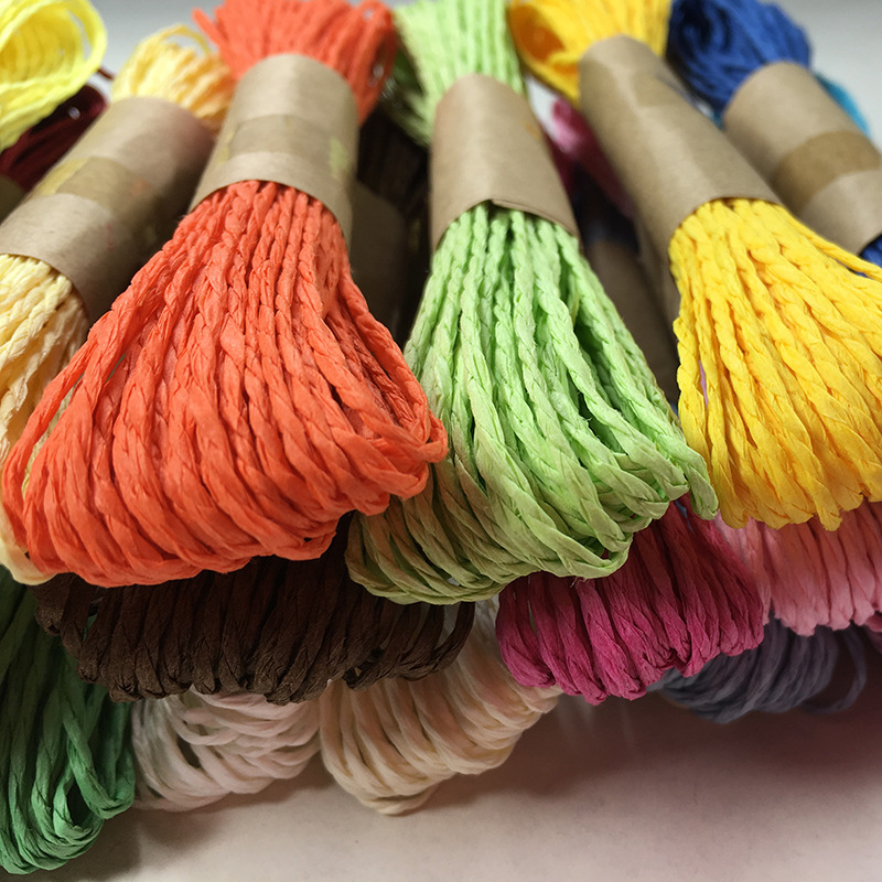 Currently Available Wholesale 10M/Tie Color Double-Strand Paper Rope Clothing Tag Children&#039;s Handmade DIY Woven Raffia Paper Rope