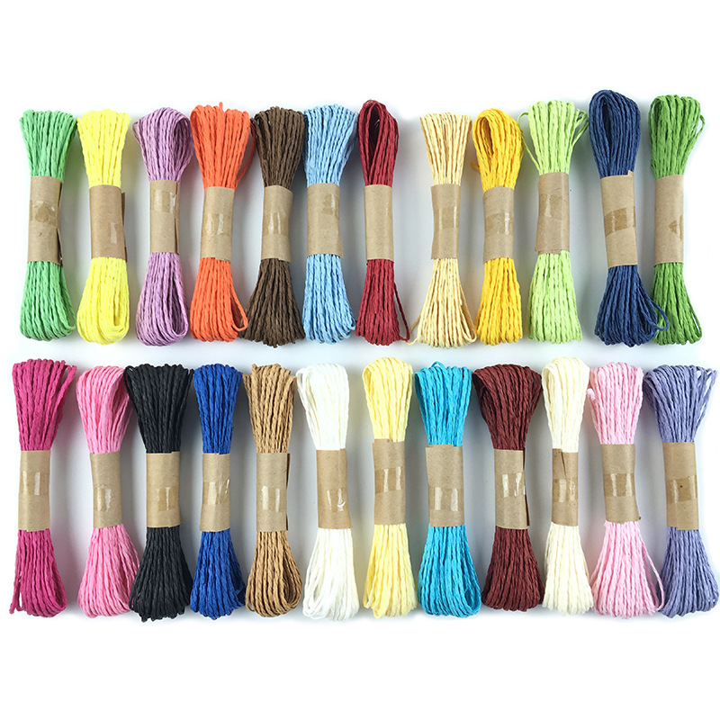 Currently Available Wholesale 10M/Tie Color Double-Strand Paper Rope Clothing Tag Children&#039;s Handmade DIY Woven Raffia Paper Rope