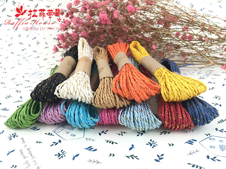 Currently Available Wholesale 10M/Tie Color Double-Strand Paper Rope Clothing Tag Children's Handmade DIY Woven Raffia Paper Rope