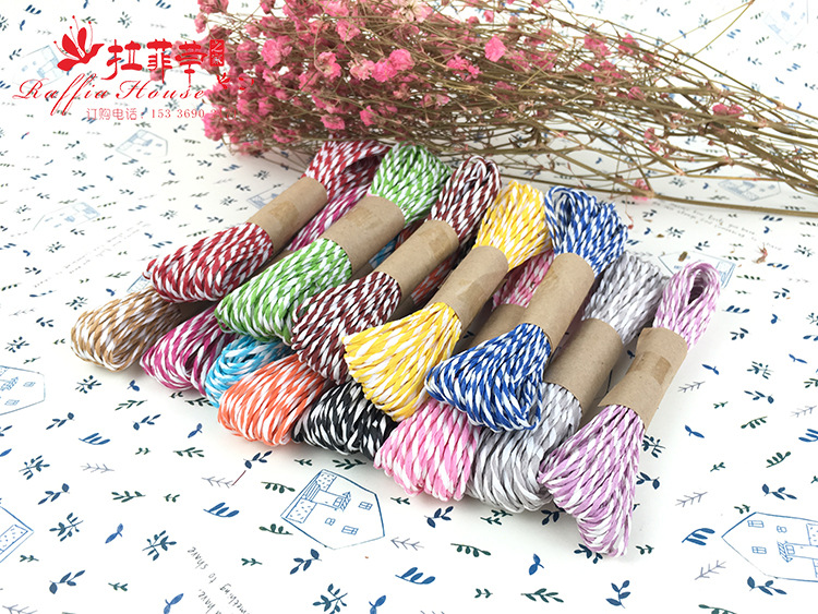 Currently Available Wholesale 10M/Tie Color Double-Strand Paper Rope Clothing Tag Children's Handmade DIY Woven Raffia Paper Rope