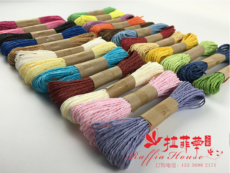 Currently Available Wholesale 10M/Tie Color Double-Strand Paper Rope Clothing Tag Children's Handmade DIY Woven Raffia Paper Rope