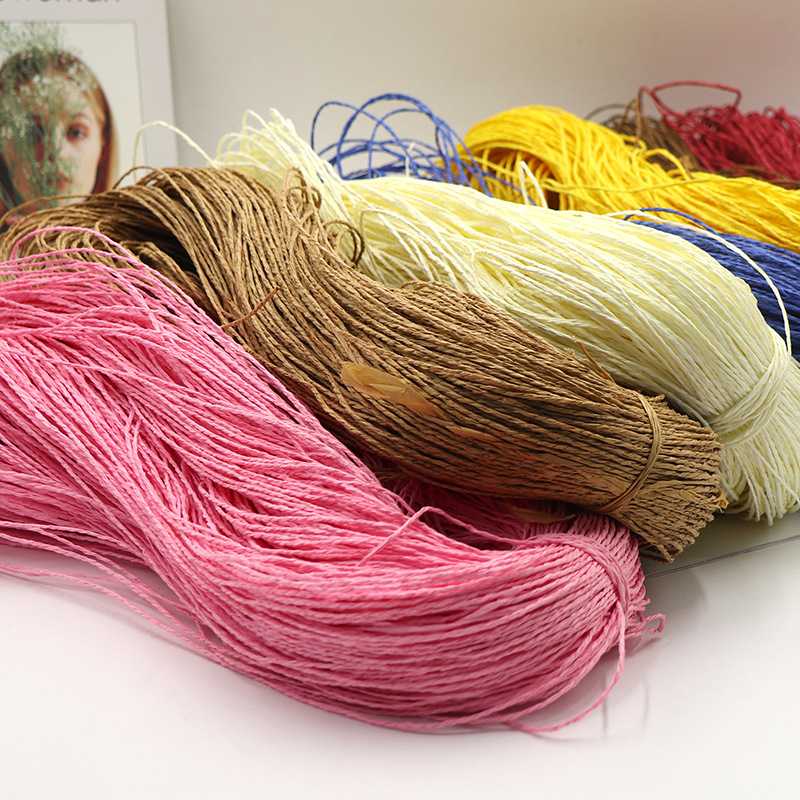 Factory Direct Sales Color Raffia Paper Rope Processing Factory Weaving Environmentally Friendly Green Double Strand Paper Rope