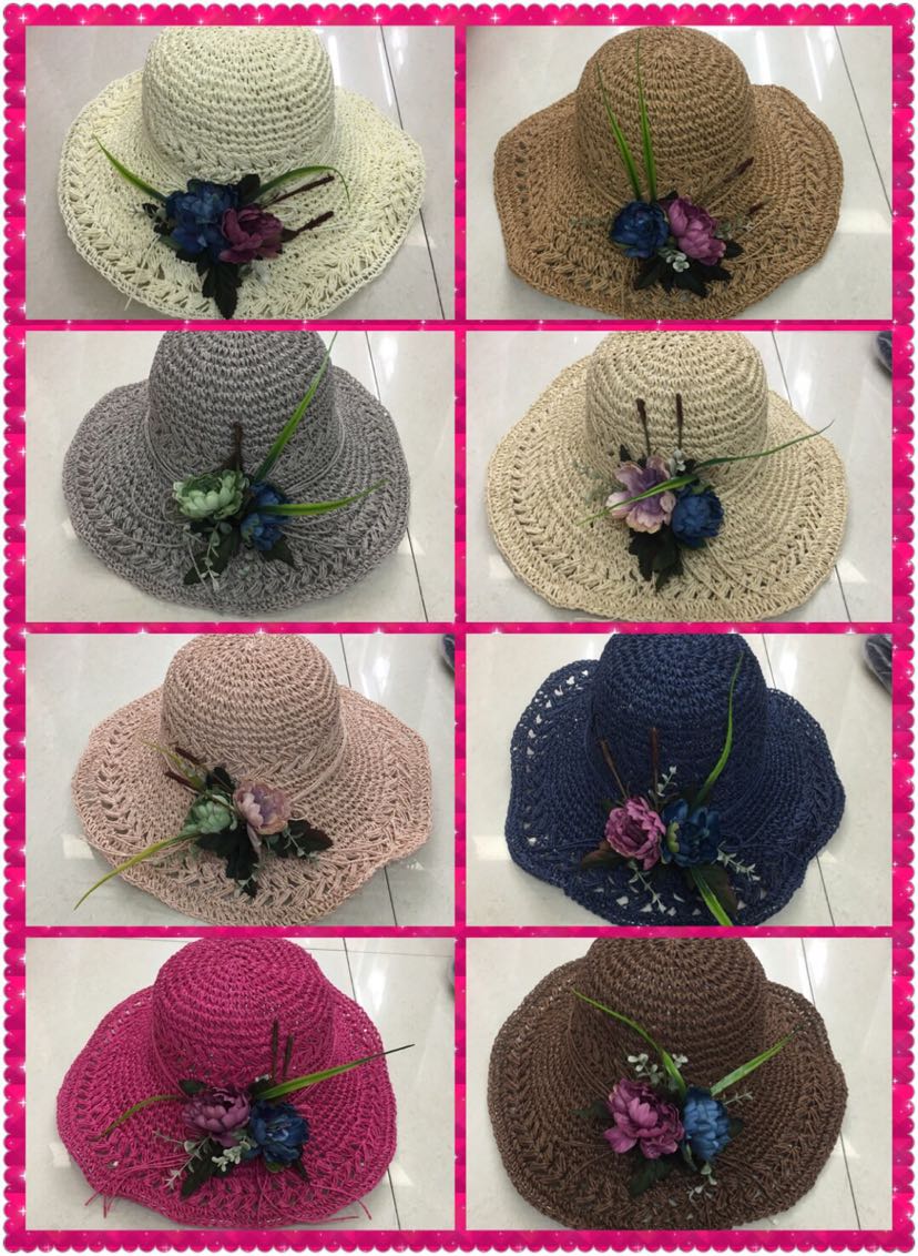 Hand-woven paper rope raffia straw hat