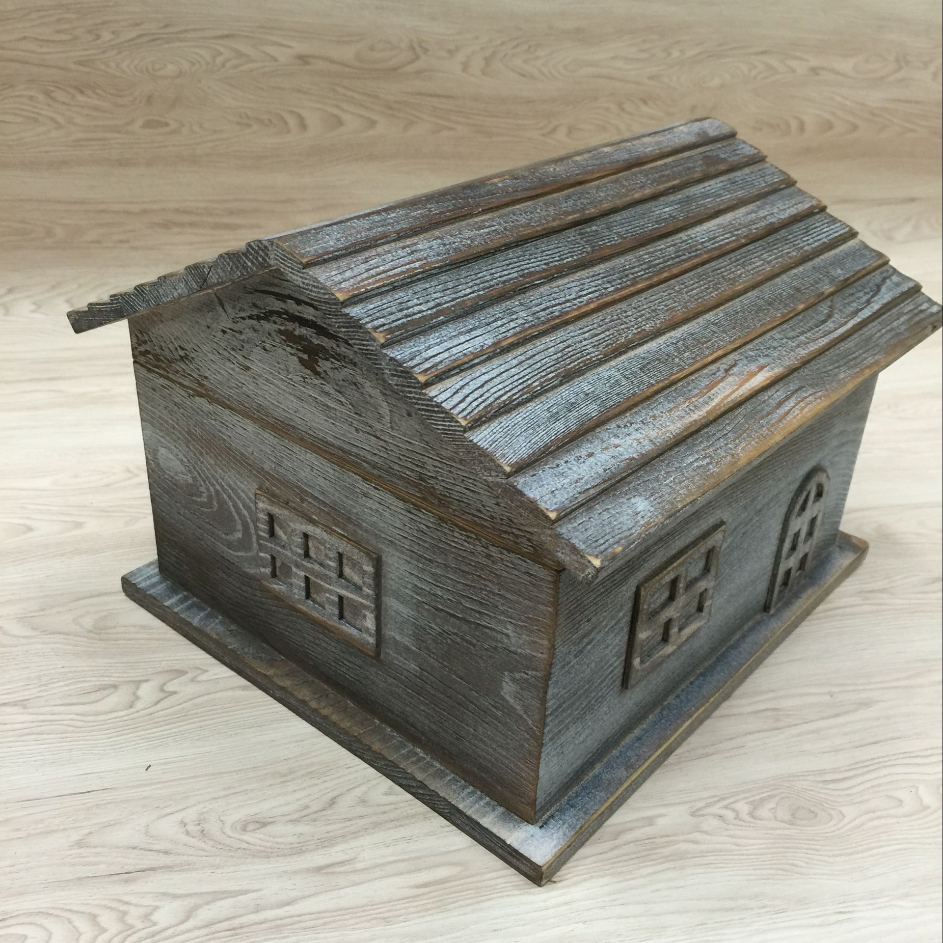 Solid wood multi-function Storage Box Retro old Wooden Box House Shaped Wooden Box Jewelry box Jewelry Box