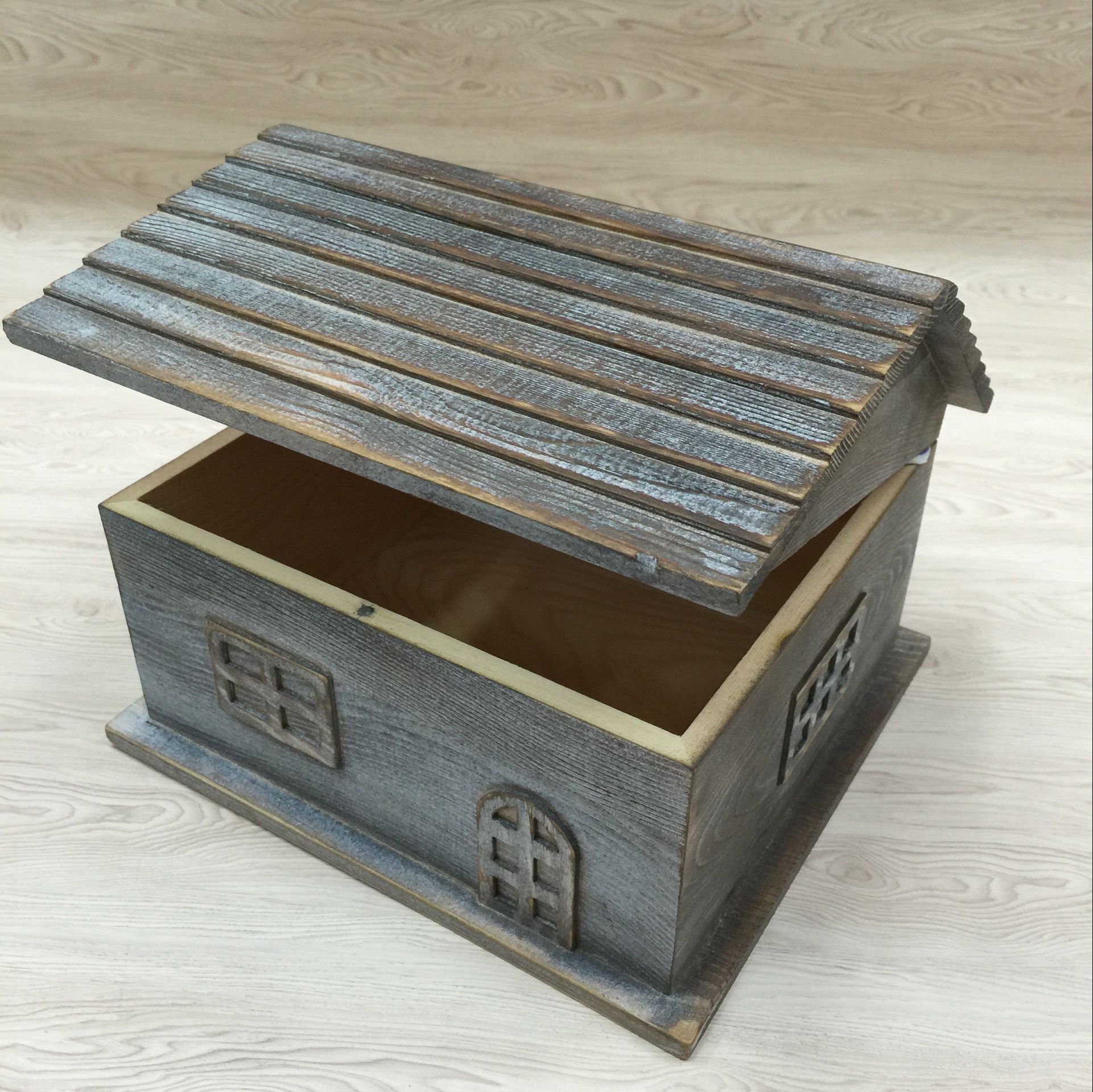 Solid wood multi-function Storage Box Retro old Wooden Box House Shaped Wooden Box Jewelry box Jewelry Box