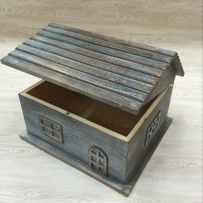 Solid wood multi-function Storage Box Retro old Wooden Box House Shaped Wooden Box Jewelry box Jewelry Box