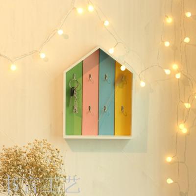 Ins hot style children room decoration rainbow design wooden key box wall hanging wooden box Nordic wood crafts