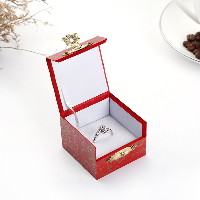 In Stock Wholesale PVC Wooden Box Jewelry Box Red Stripe Pattern Jewelry Box Jewelry Box Printable Logo
