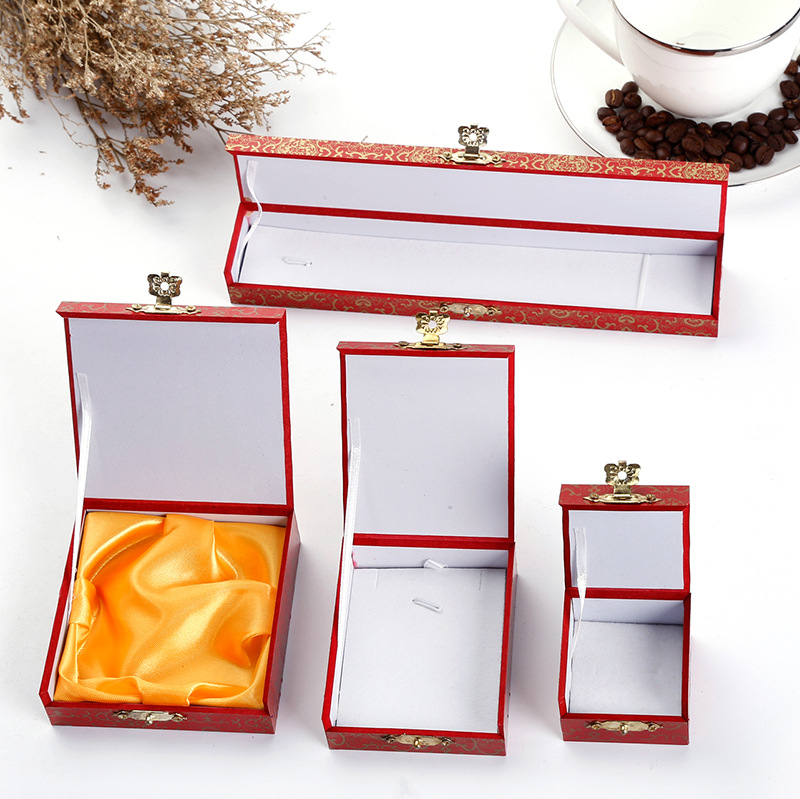 In Stock Wholesale PVC Wooden Box Jewelry Box Red Stripe Pattern Jewelry Box Jewelry Box Printable Logo