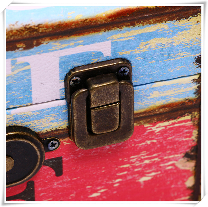 European-Style Retro Nostalgic Old-Fashioned Suitcase Collection Wooden Box Travel Props Leather Suitcase Distressed Ornaments Storage Box