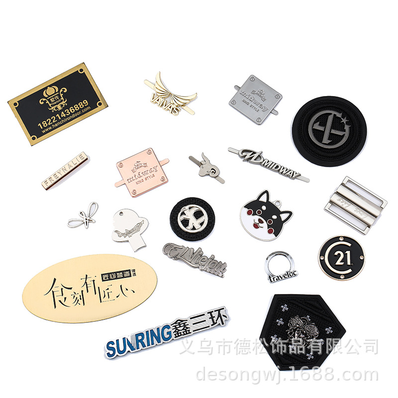 Factory Customized Nameplate Cutter Wooden Box Commercial Label Golden Wine Label Zinc Alloy Concave-Convex Glass Bottle Three-Dimensional Label