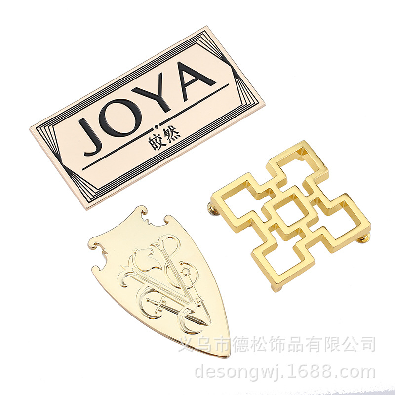 Factory Customized Nameplate Cutter Wooden Box Commercial Label Golden Wine Label Zinc Alloy Concave-Convex Glass Bottle Three-Dimensional Label