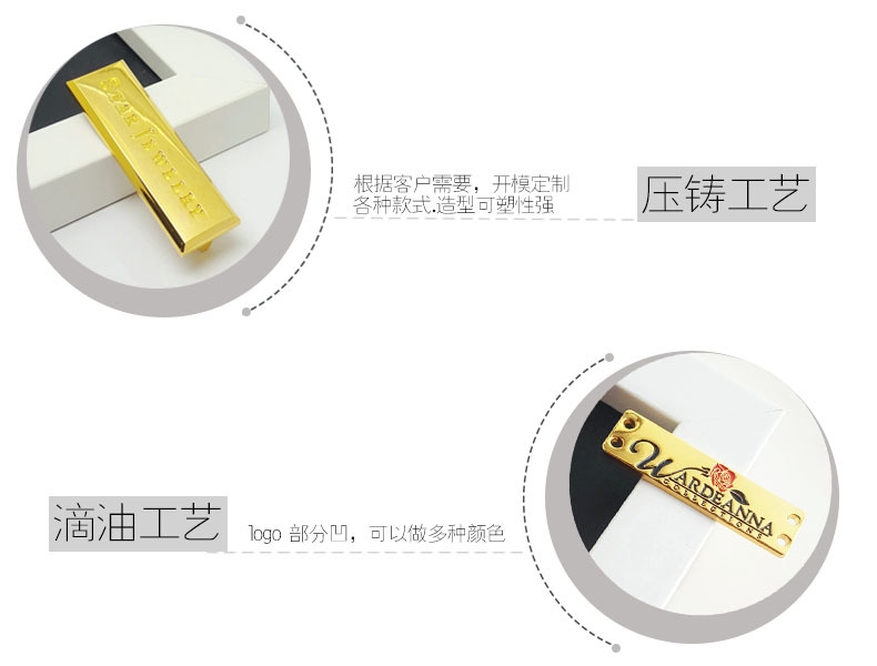 Factory Customized Nameplate Cutter Wooden Box Commercial Label Golden Wine Label Zinc Alloy Concave-Convex Glass Bottle Three-Dimensional Label
