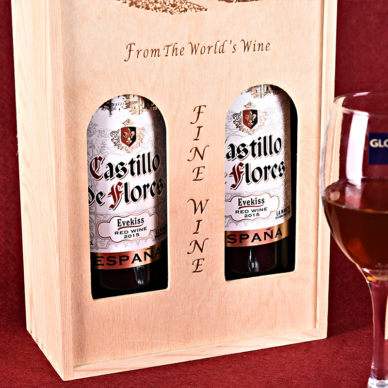 New Wood Color Brand Import and Export Wooden Box Two Empty Original Bottle Imported Wooden Box Gift Box Custom Direct Sales New Wood Color Brand Import and Export Wooden Box Two Empty Original Bottle Imported Wooden Box Gift Box Custom Direct Sales