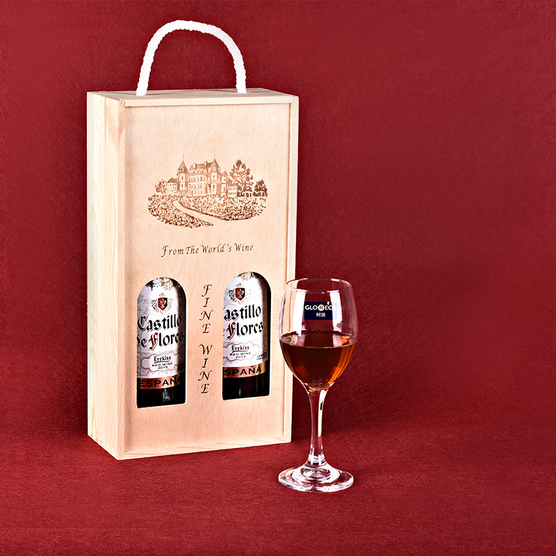 New Wood Color Brand Import and Export Wooden Box Two Empty Original Bottle Imported Wooden Box Gift Box Custom Direct Sales New Wood Color Brand Import and Export Wooden Box Two Empty Original Bottle Imported Wooden Box Gift Box Custom Direct Sales