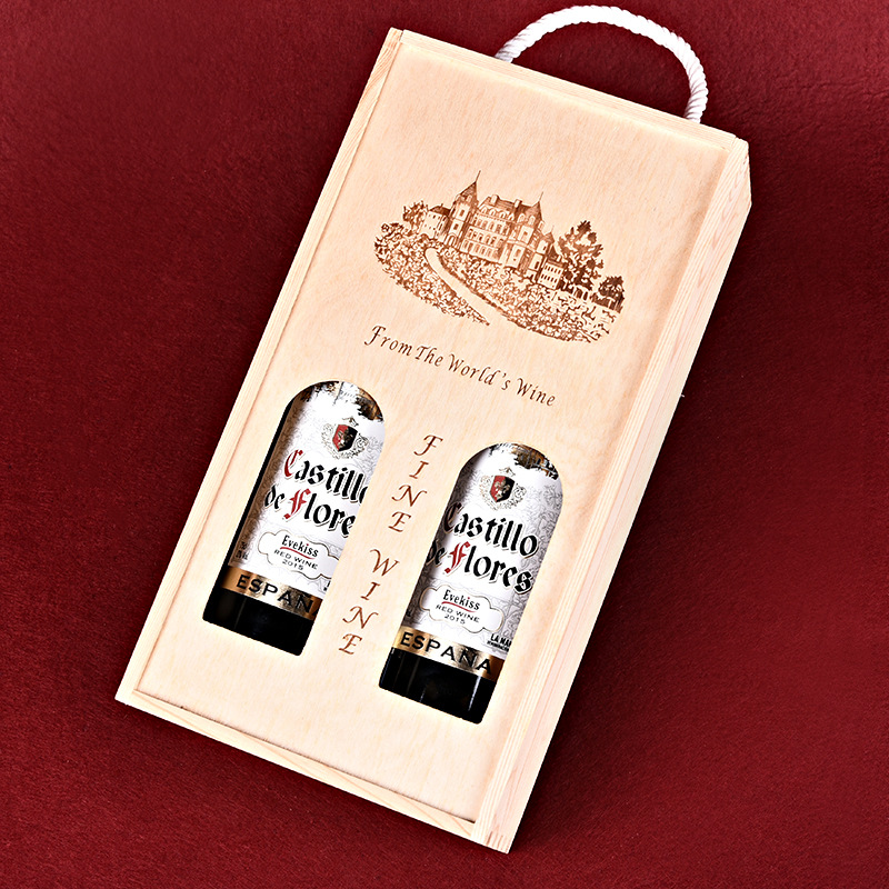 New Wood Color Brand Import and Export Wooden Box Two Empty Original Bottle Imported Wooden Box Gift Box Custom Direct Sales New Wood Color Brand Import and Export Wooden Box Two Empty Original Bottle Imported Wooden Box Gift Box Custom Direct Sales