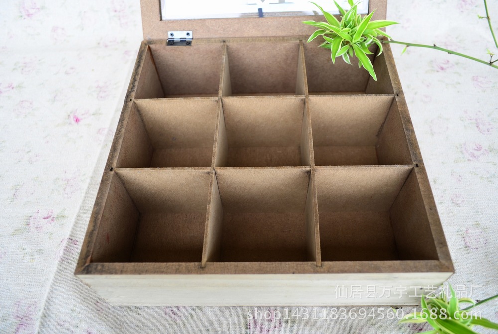 Zakka wooden box to make old jewelry box transparent carving decoration pieces about nine grid carving groceries Zakka wooden box to make old jewelry box transparent carving decoration pieces about nine grid carving groceries