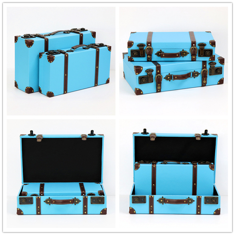 Retro British Style Suitcase Portable Wooden Box Storage Box Antique Wooden Box Show Window Decoration Display Shooting Props Retro British Style Suitcase Portable Wooden Box Storage Box Antique Wooden Box Show Window Decoration Display Shooting Props