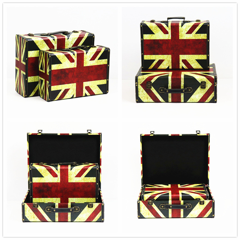 Retro British Style Suitcase Portable Wooden Box Storage Box Antique Wooden Box Show Window Decoration Display Shooting Props Retro British Style Suitcase Portable Wooden Box Storage Box Antique Wooden Box Show Window Decoration Display Shooting Props