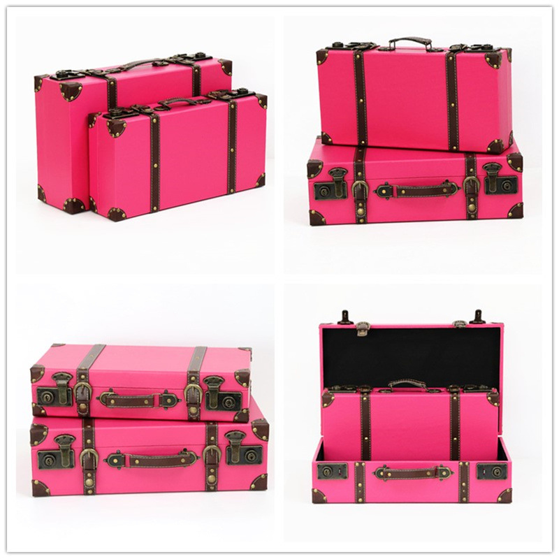 Retro British Style Suitcase Portable Wooden Box Storage Box Antique Wooden Box Show Window Decoration Display Shooting Props Retro British Style Suitcase Portable Wooden Box Storage Box Antique Wooden Box Show Window Decoration Display Shooting Props