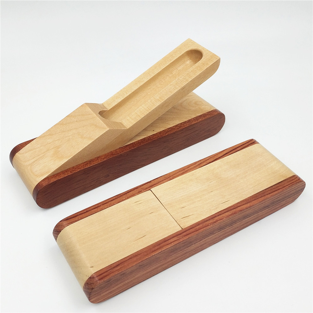 Factory Direct Sale Wooden Pencil Case Boutique Wood Splicing Folding Mahogany Pencil Case Steel Pencil Case Wooden Box Wooden Box