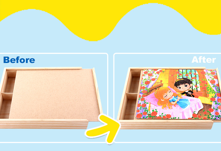 280 pieces of wooden box jigsaw puzzle puzzle pieces children early education puzzle cartoon animation wooden toys.