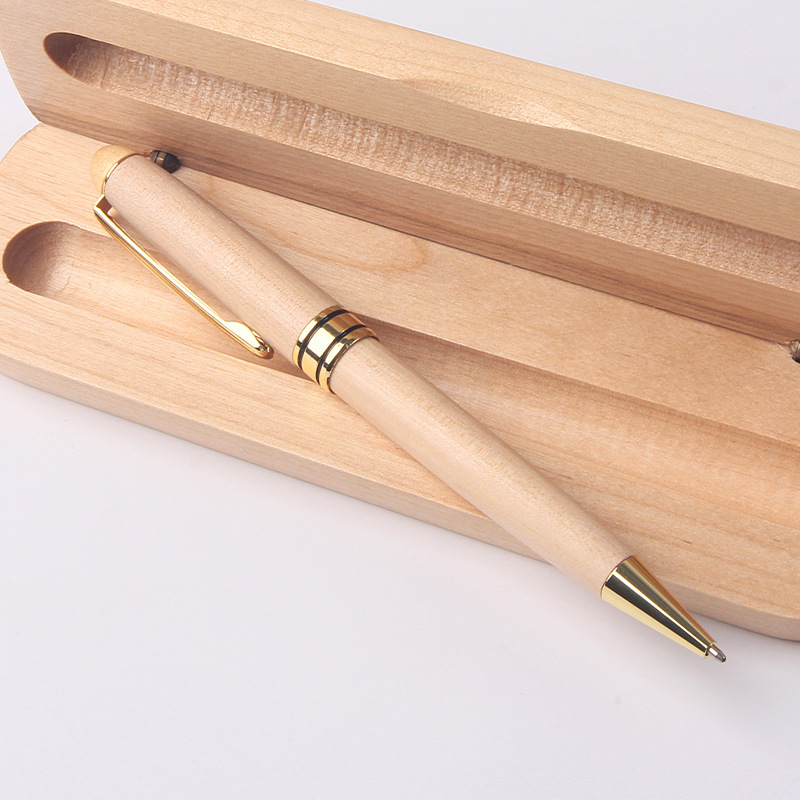 Metal Wood Ballpoint Pen Suit Raw Wood Red Wood Pen Business Office Wooden Box Beech Pen