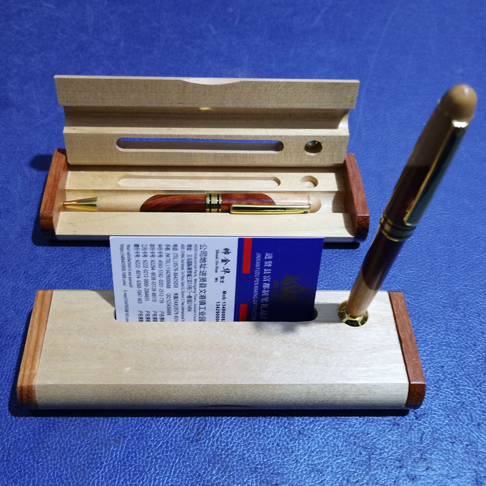 Vintage Rosewood Wood Splicing Ballpoint Pen Suit Wood Splicing Pencil Case Making Enterprise Logo Creative Craft Gift Wooden Box