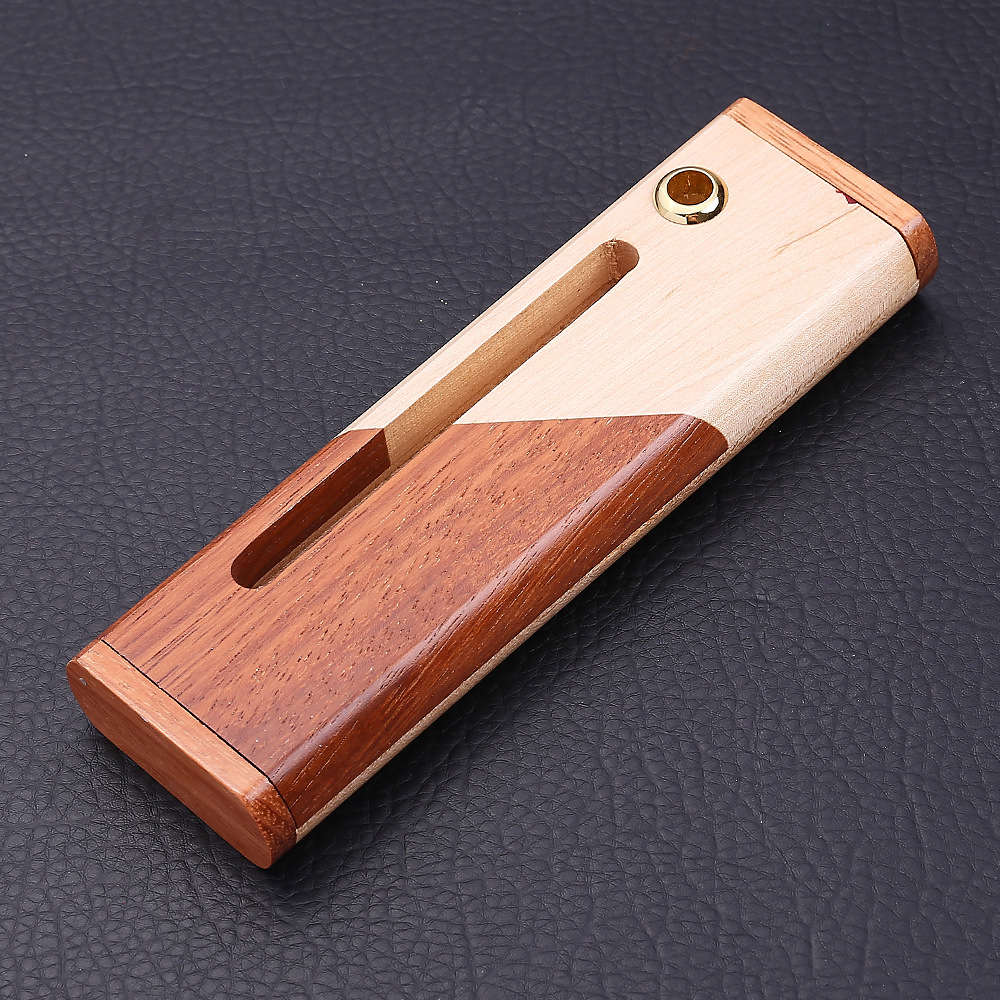 Vintage Rosewood Wood Splicing Ballpoint Pen Suit Wood Splicing Pencil Case Making Enterprise Logo Creative Craft Gift Wooden Box