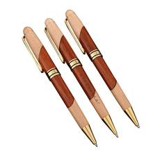 Vintage Rosewood Wood Splicing Ballpoint Pen Suit Wood Splicing Pencil Case Making Enterprise Logo Creative Craft Gift Wooden Box