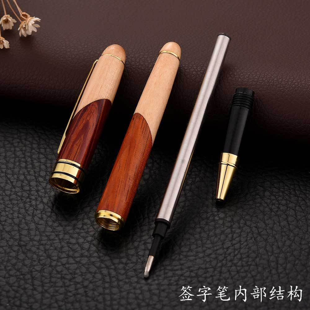 Vintage Rosewood Wood Splicing Ballpoint Pen Suit Wood Splicing Pencil Case Making Enterprise Logo Creative Craft Gift Wooden Box
